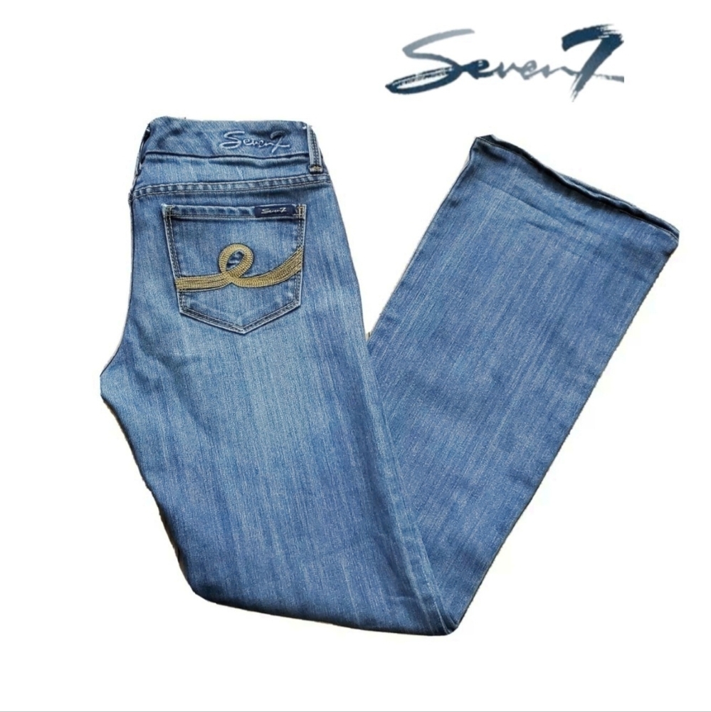 Seven7 Bootcut Jeans Womens 29 Low Rise Medium Wash Stretch